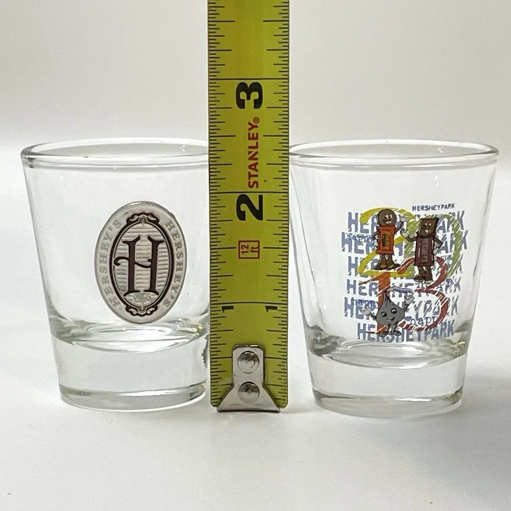 Hershey Park Pennsylvania Souvenir Shot Glass Set Of 2 Glasses Chocolate Factory